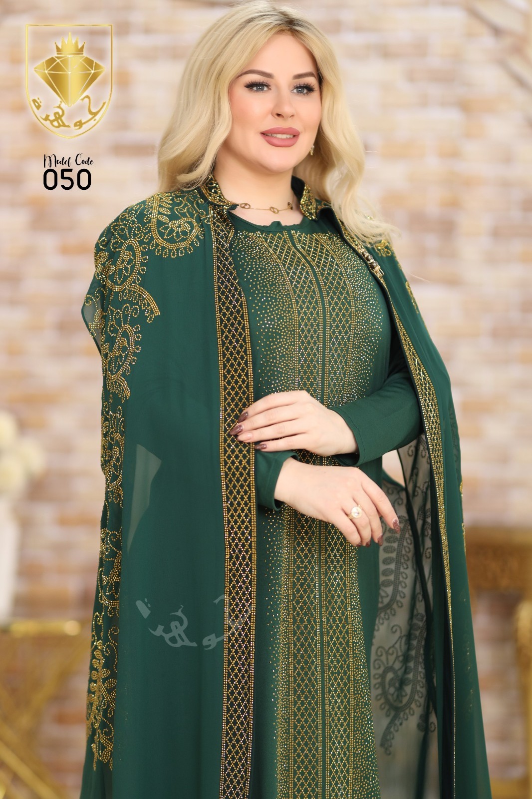 Luxury 2 Piece Chiffon Abaya Robe Set Women Modest Maxi Dress with Polyester In