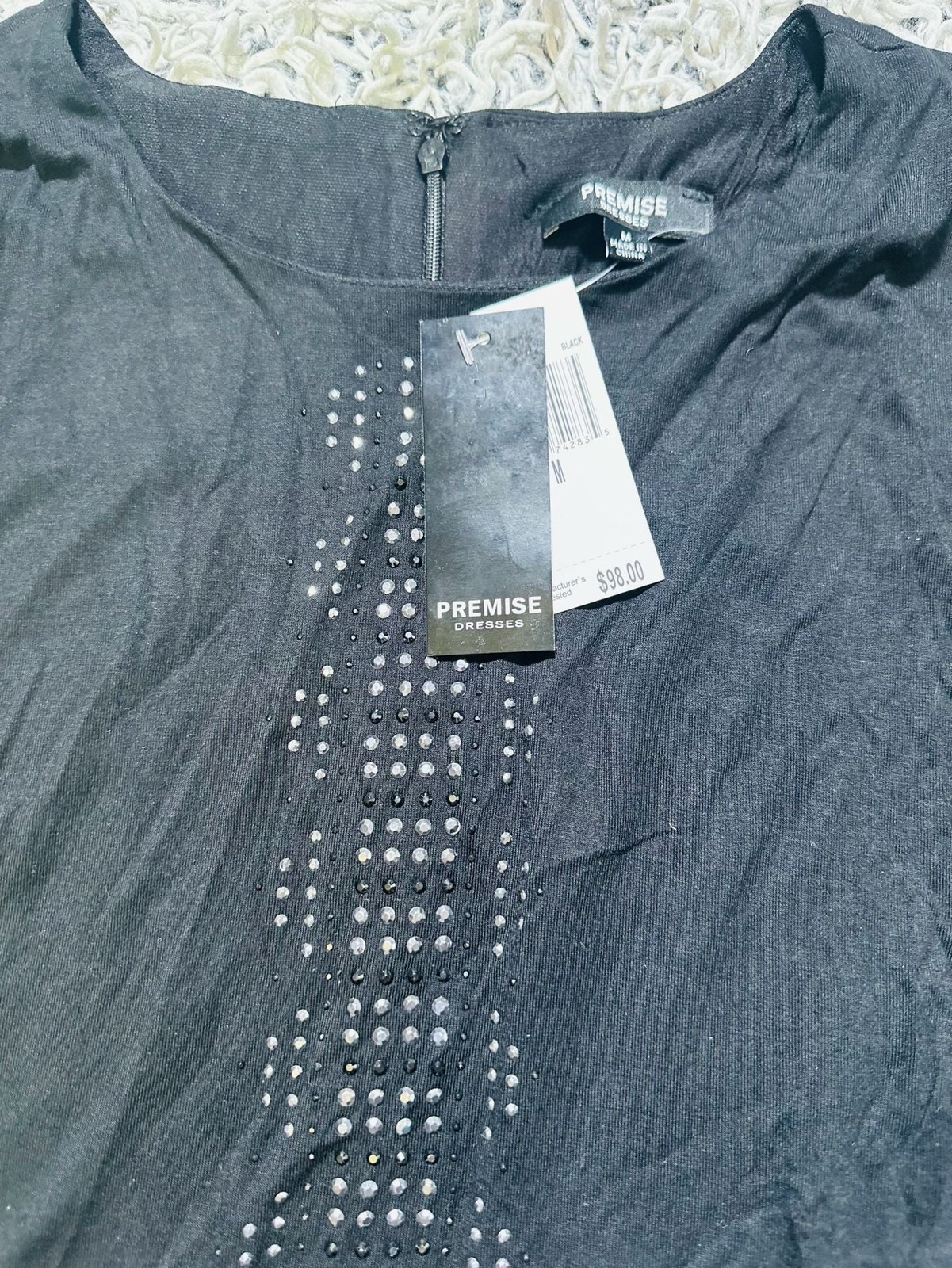 Premise Dresses Black Long Sleeve Studded Rhinestone Embellished Bodycon Dress