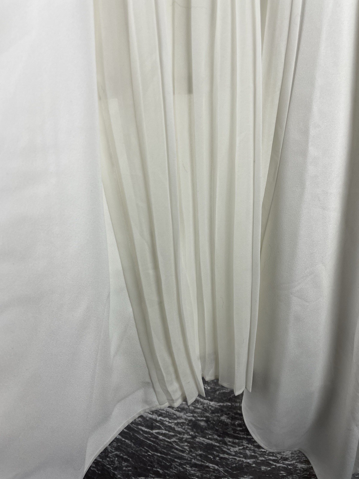 Miss Selfridge Y2K Size 12 Cream / White Handkerchief Hem Floaty Dress Pleated