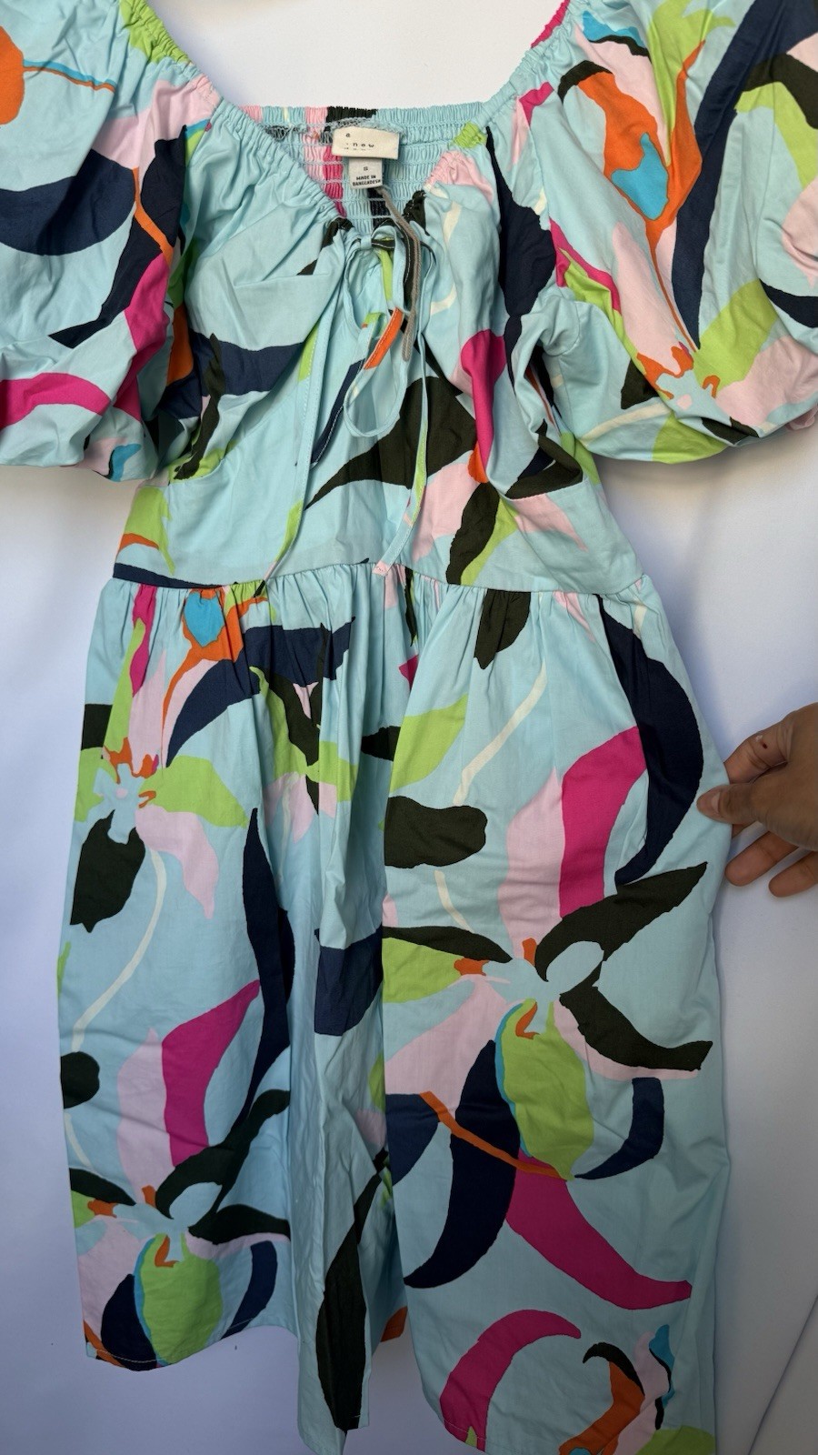 A New Day Floral Print Off-the-Shoulder Dress Puff Sleeve Dress with Pockets