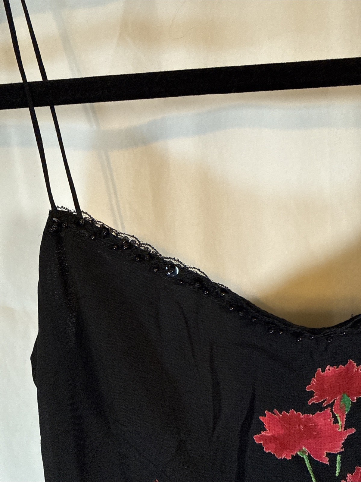A.B.S. By Allen Schwartz Vintage Y2K Black Floral Spaghetti Strap Slip Dress Sz6