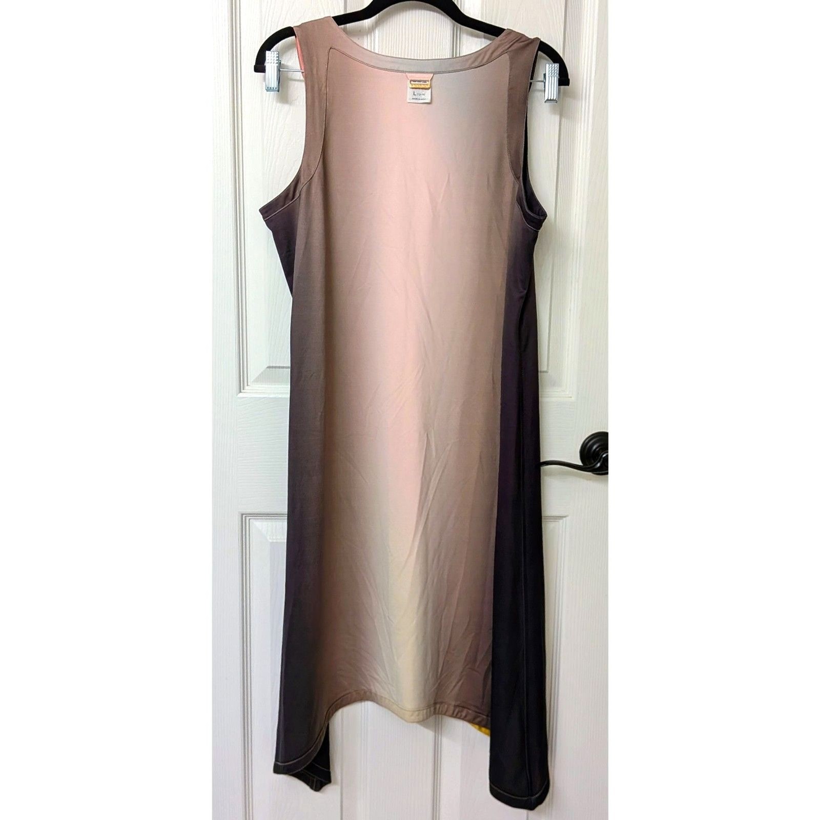 Reversible & Adjustable V-Neck Dress in Dark Grey, Pink & Yellow | SZ Large