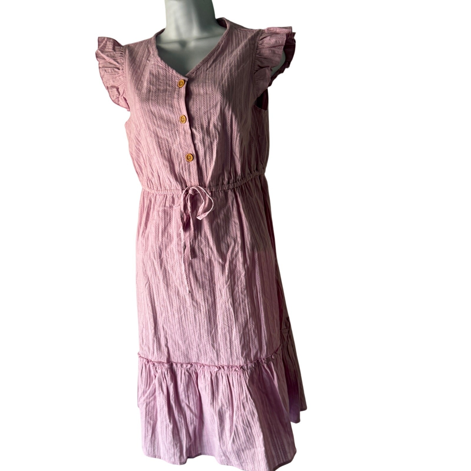 PatPat Pink Ruffle Sleeve Cotton Midi Dress Size S New with Tags Cottagecore