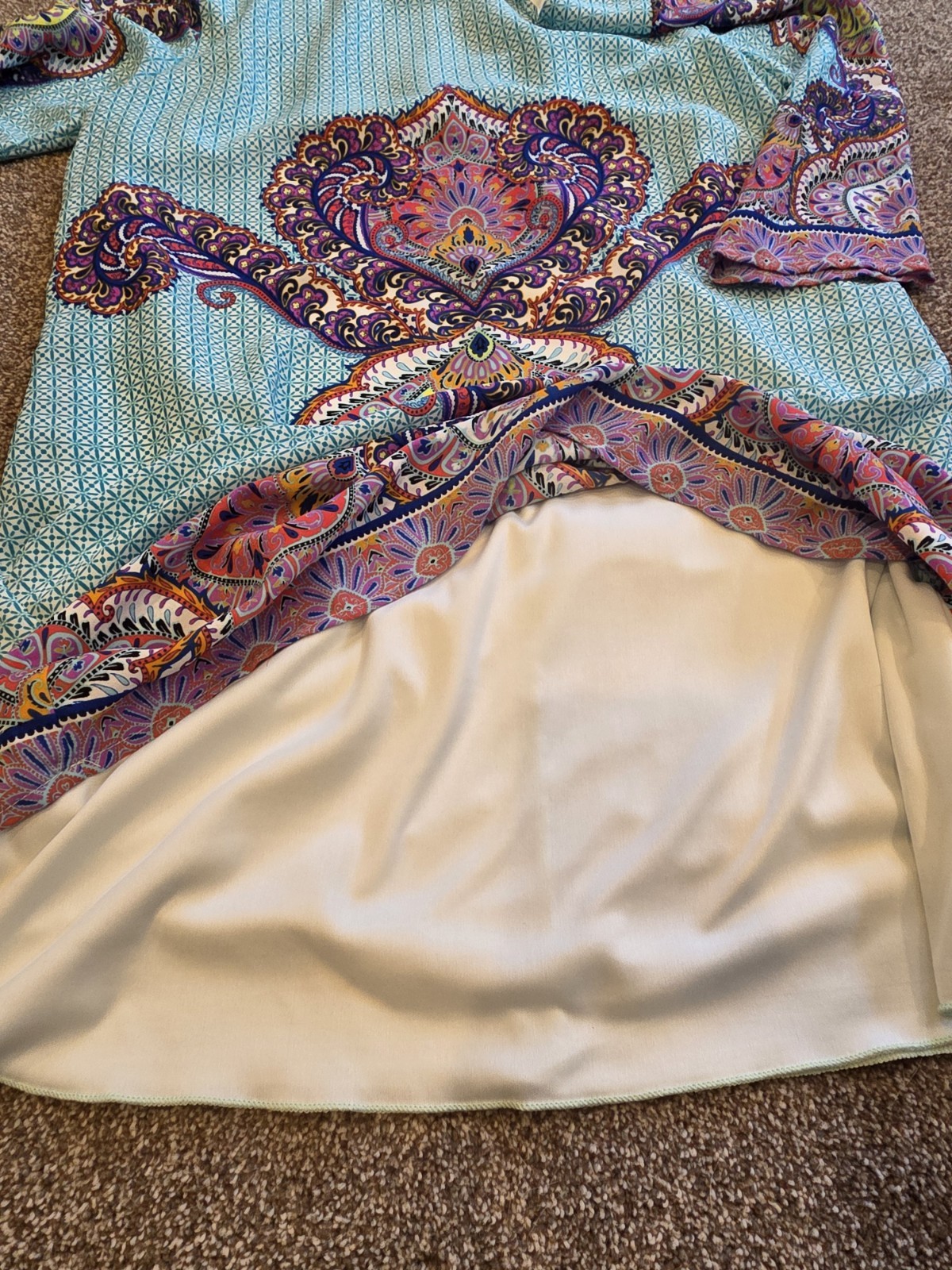 Everly Dress Medium, Spring Summer Floral Paisley Easter Pastels Light Airy