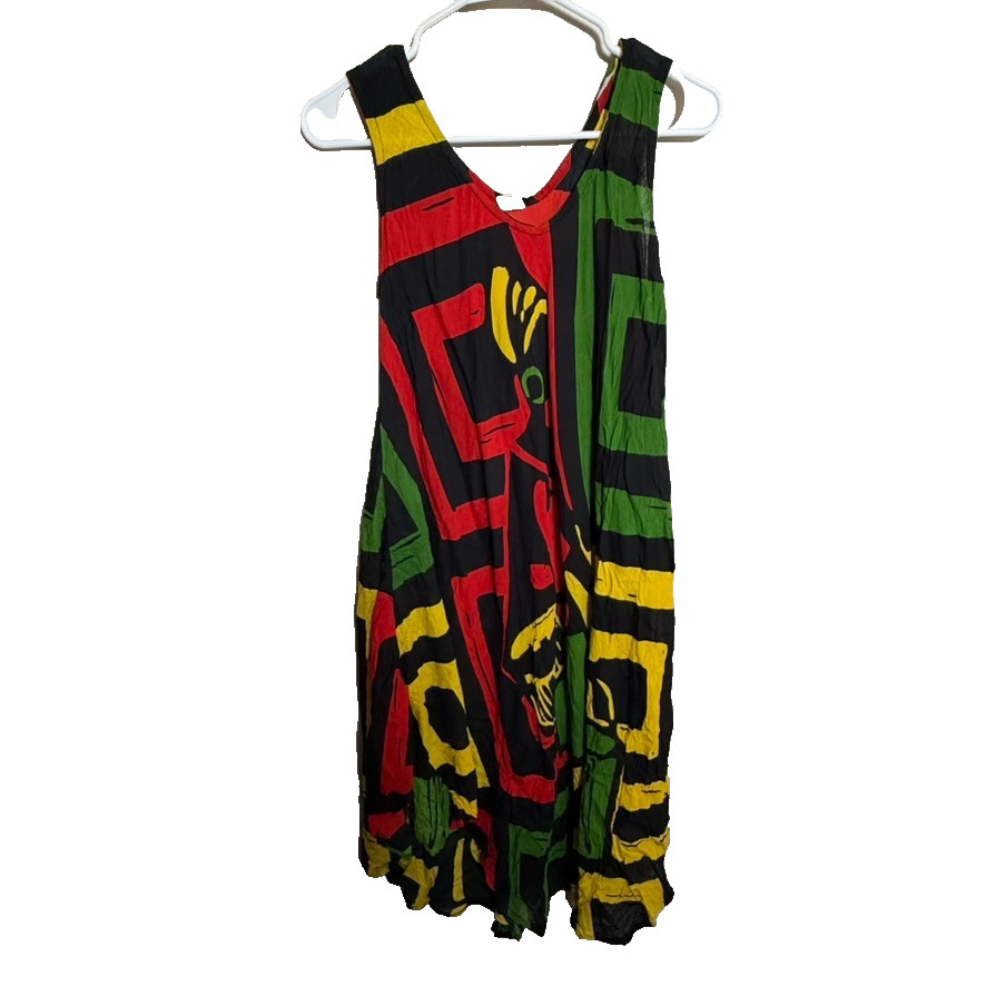 Seven Islands Dress Women’s Small Colorful Shift Sleeveless Midi Round Neck