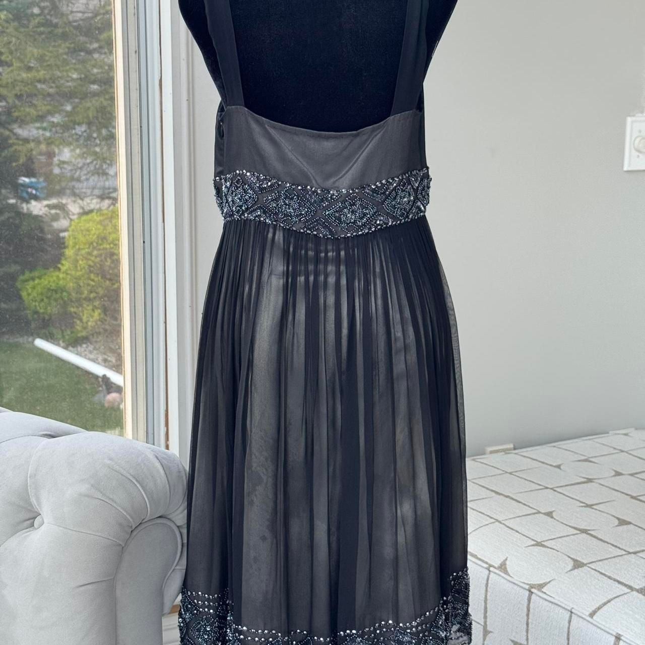 Adrianna Papell Evening 100% Silk Beaded Dress