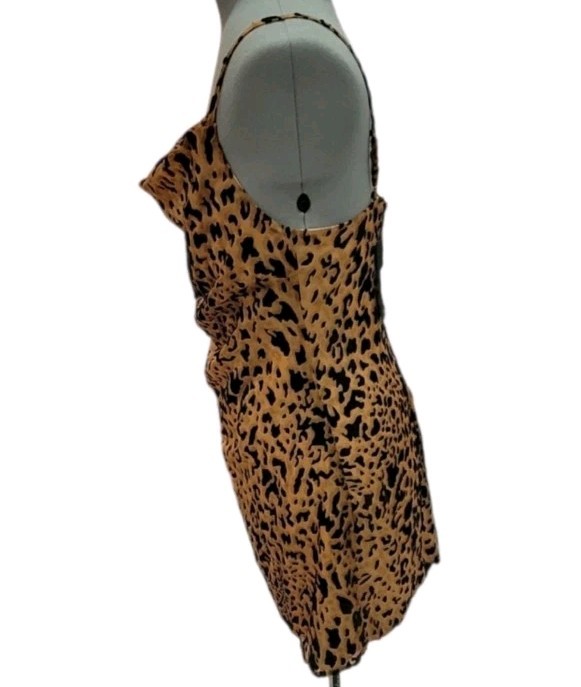 Lulus NWT Shes Feisty Leopard Print Cowl Neck Mini Dress Spaghetti Straps Size L
