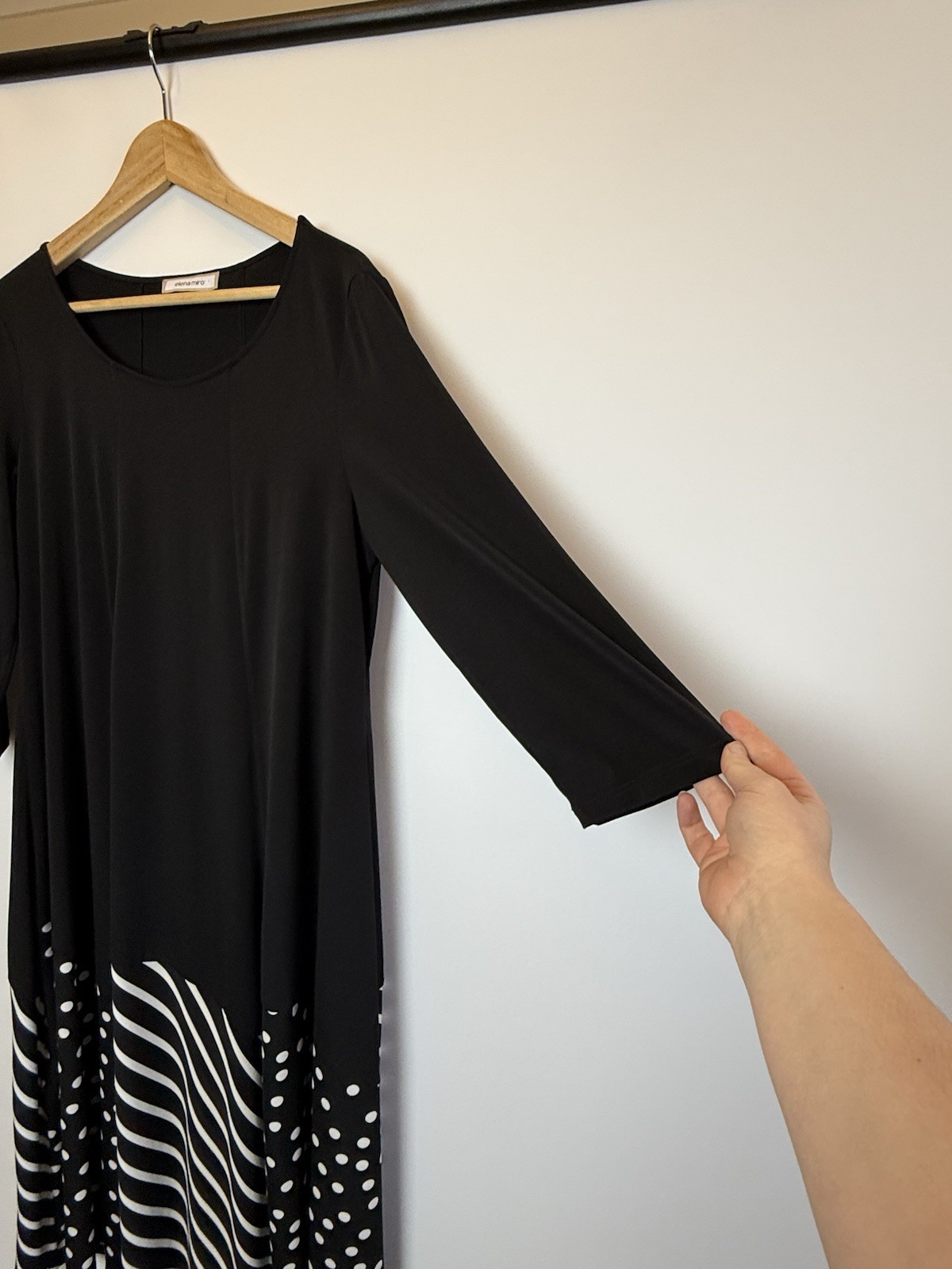 Elena Miro Womens Size UK 14 Black Mixed Pattern A Line Midi Dress