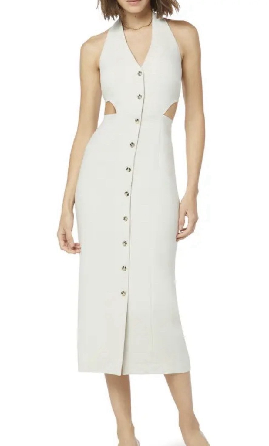 favorite daughter Ivory Button Up Halter Dress With Cutout Size 12 NWT