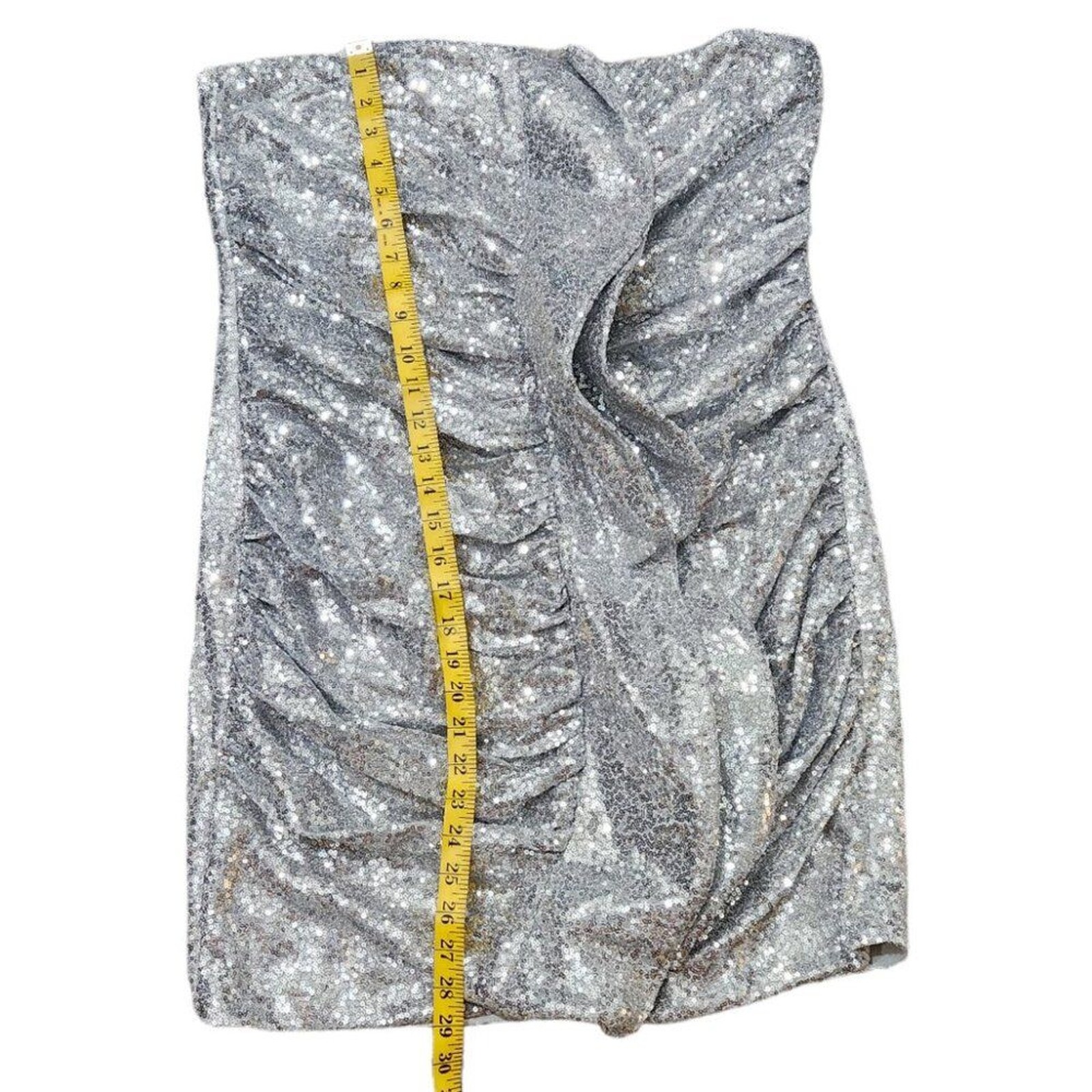 NWT L’ATISTE Forever 21 Silver Sequin Ruffled Mini Dress Plus Size 1X