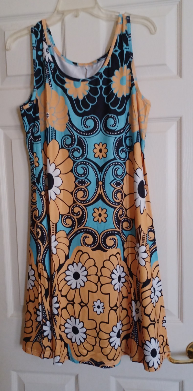 Women’s / Girls Retro Pop Art Floral Tank Style Dress Size XL – NWOT