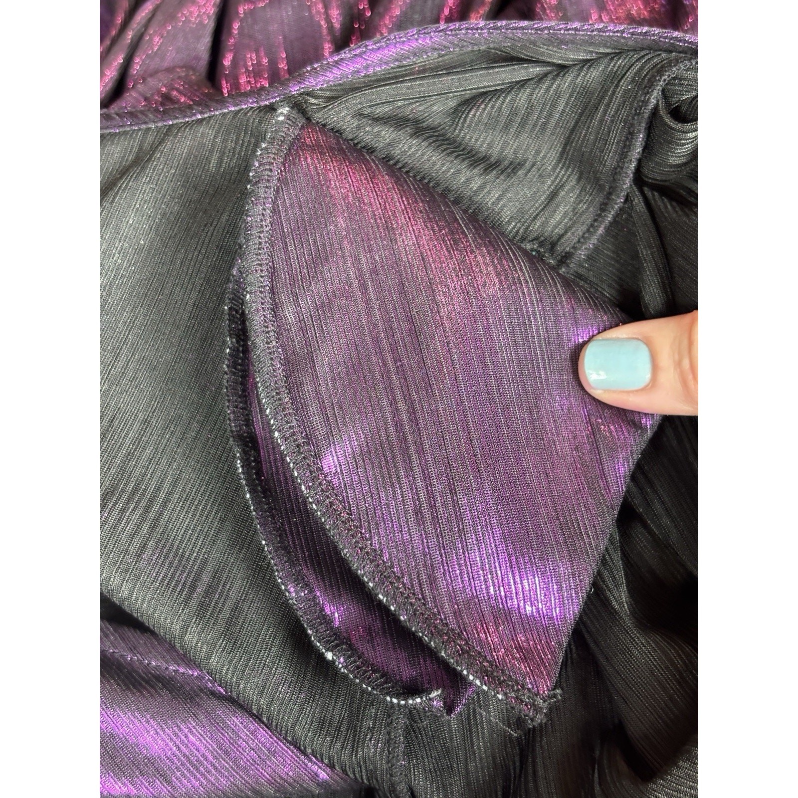 NWT Retrofete Flora Maxi Wrap Dress Purple Metallic Size Large TT-1952 Plisse