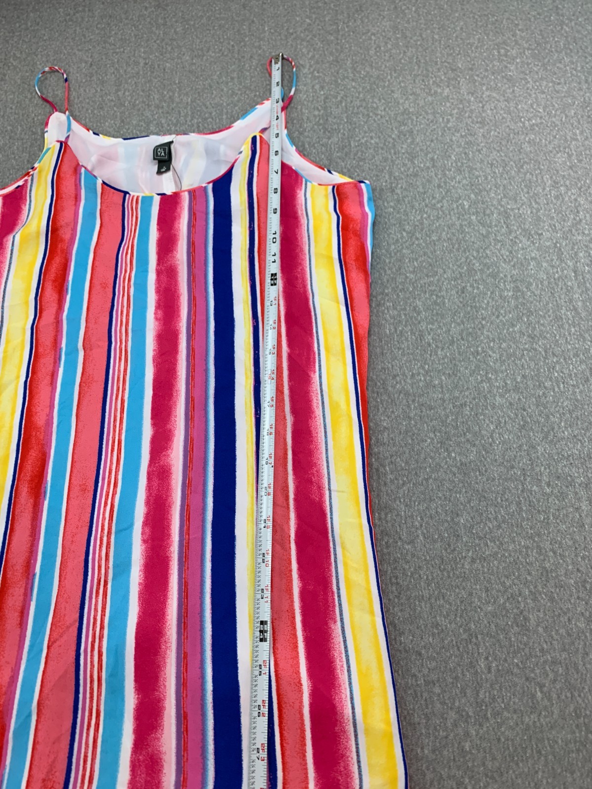 Francesca’s Candy Stripe Slip Dress Womens Small Pink Yellow Blue Tiered Flowy