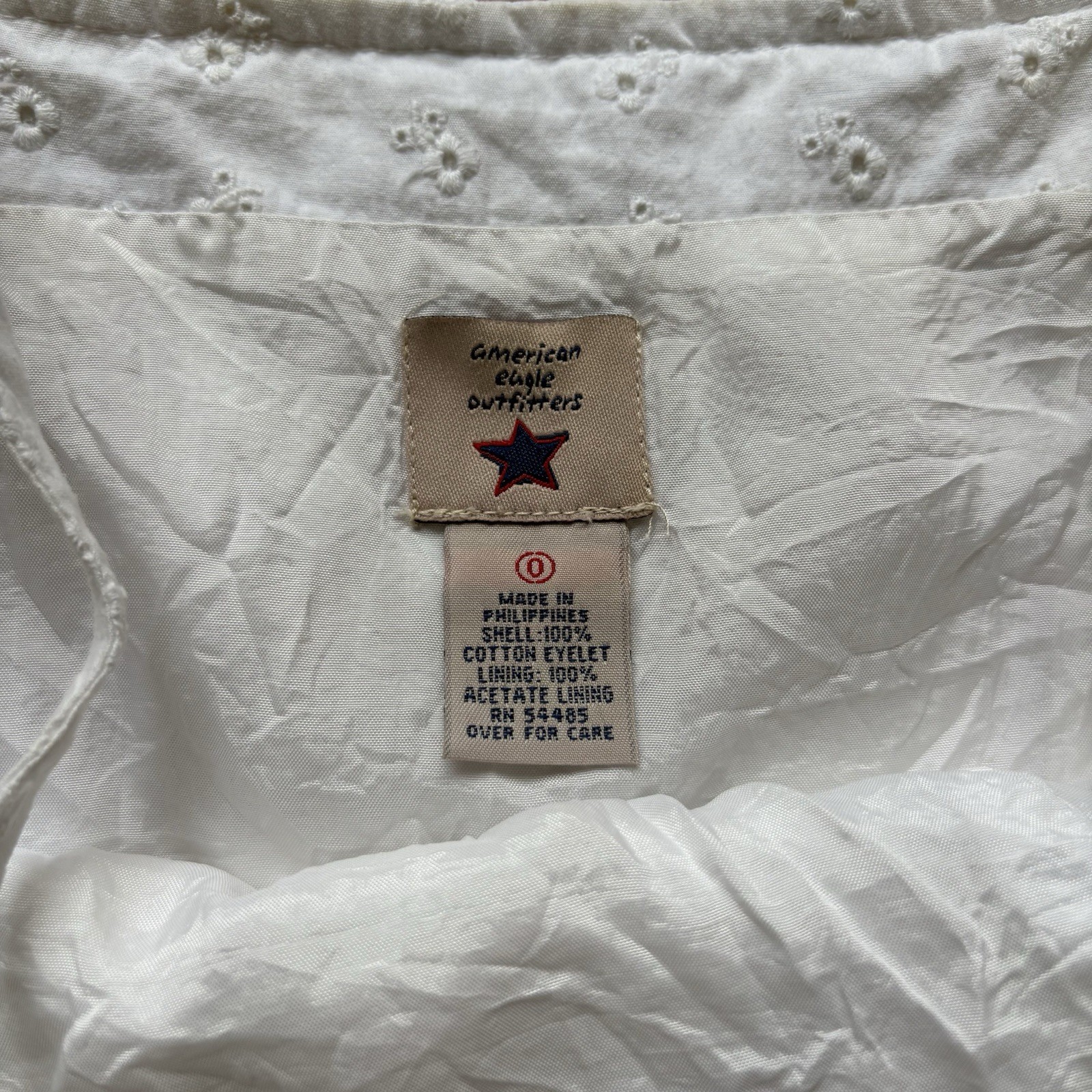 American Eagle Vtg White Eyelet Shift Sundress Summer Cotton Cottagecore Sz 0