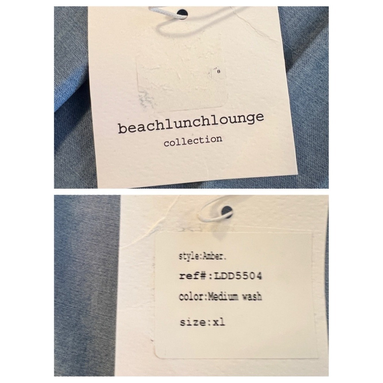 BEACHLUNCHLOUNGE Women’s Size XL Medium Wash Chambray Long Sleeve Shirt Dress