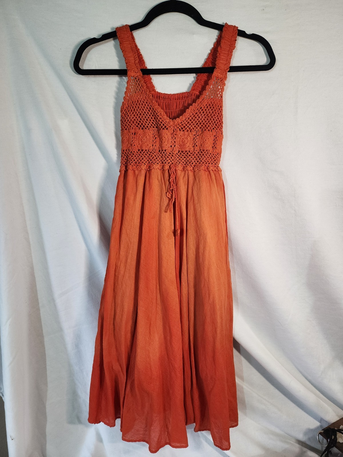 Orange Shore Line Small Summer Dress Sleeveless Knee Length