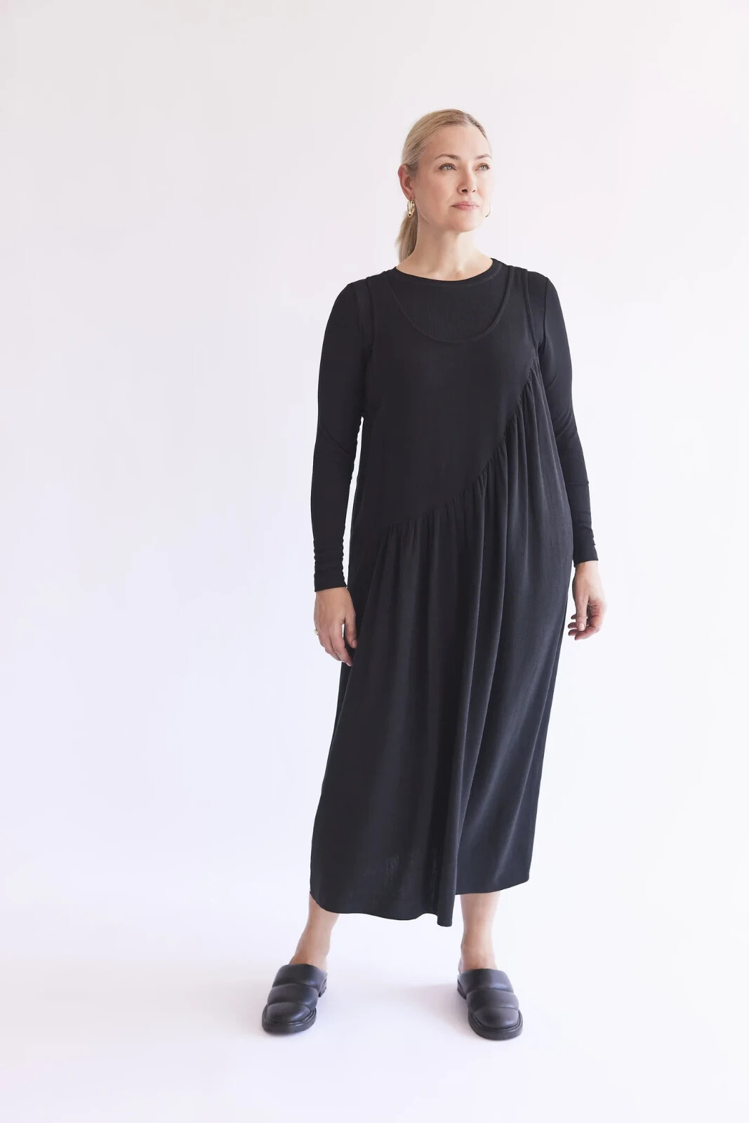 SOLIKA WOMEN’S XS DRESS TAL BLACK JUMPER COTTON LINEN SLEEVELESS TANK MIDI MAXI