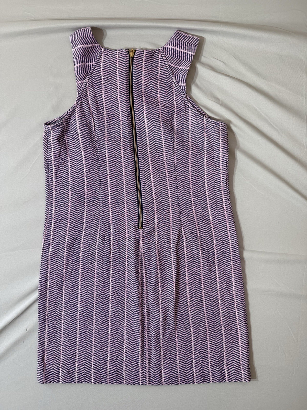 Southern Tide Chevron Shift Dress Purple Pink Navy Sleeveless 8 preppy, beachy
