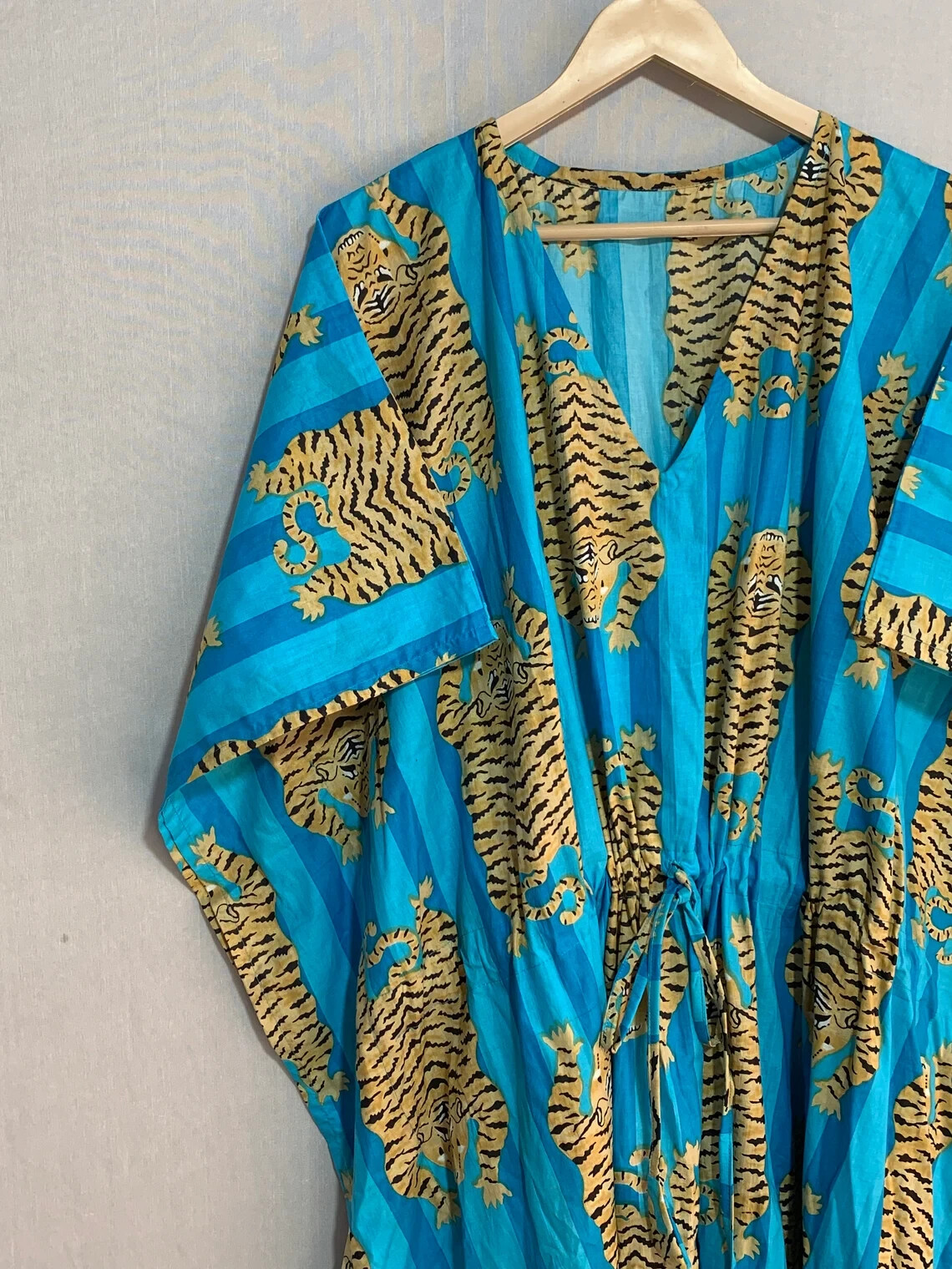 Indian Vintage 100% Cotton Long Beach Maxi Kaftan Dress One Size Caftan Kimono