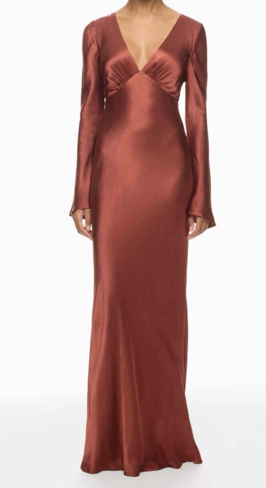 Shona Joy Lino Satin Effect Bronze Maxi Dress