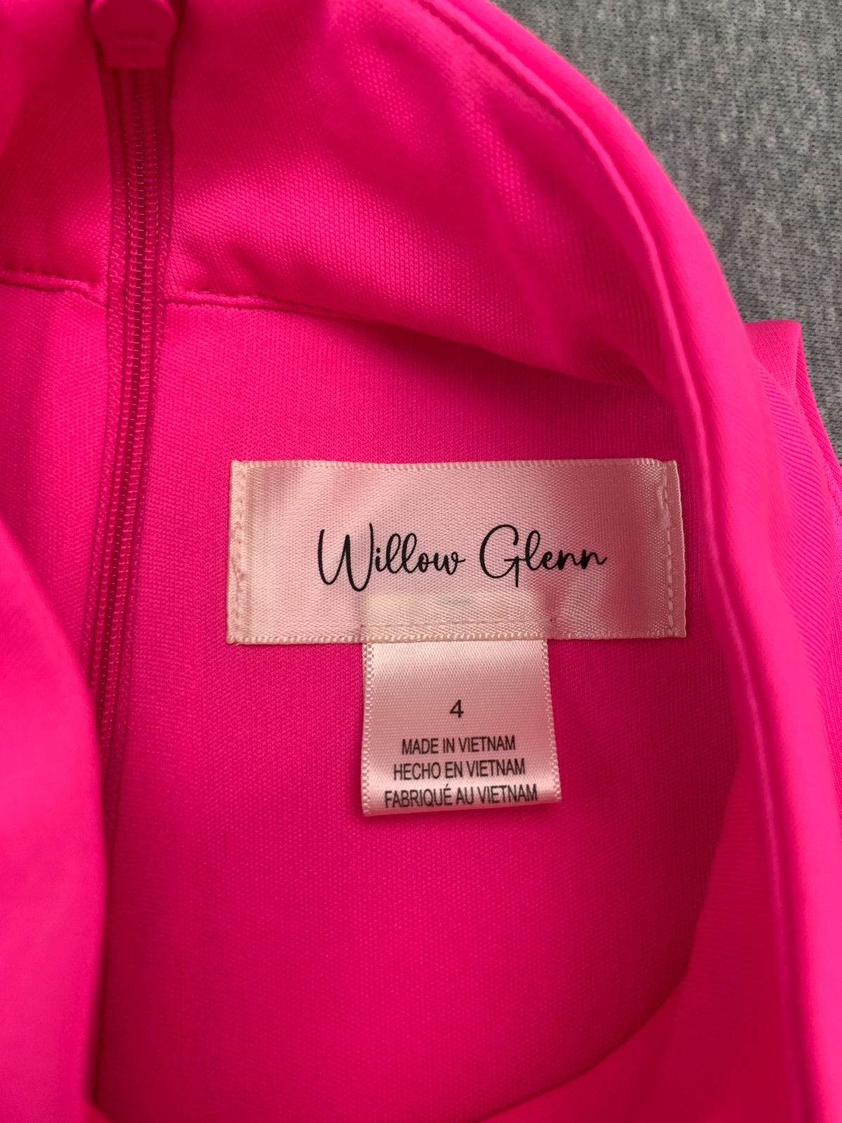 Willow Glenn High Neck Ruffle Dress Womens 4 Hot Pink Sleeveless A-Line Stretch