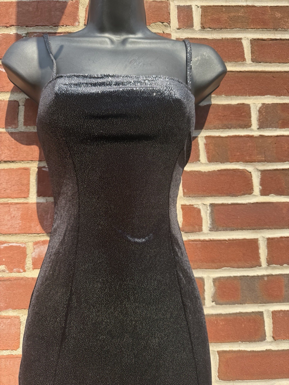 H&M Women’s Black Solid Square Neck Strappy Sleeveless Bodycon Midi Dress XS