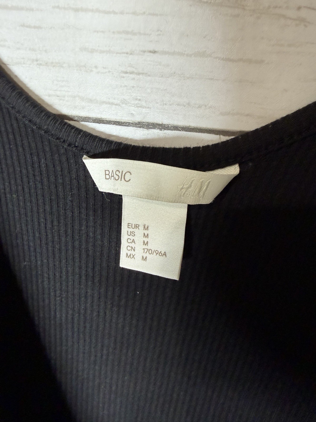 H&M Basic Black Ribbed Bodycon Tank Dress Size Medium
