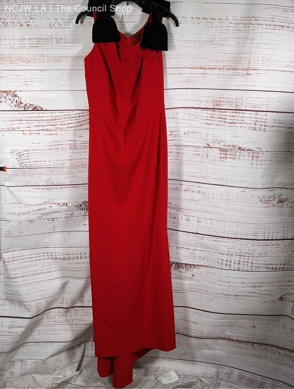 NWT Women’s Alberto Makali Red Long Dress with velvet bows Size 12