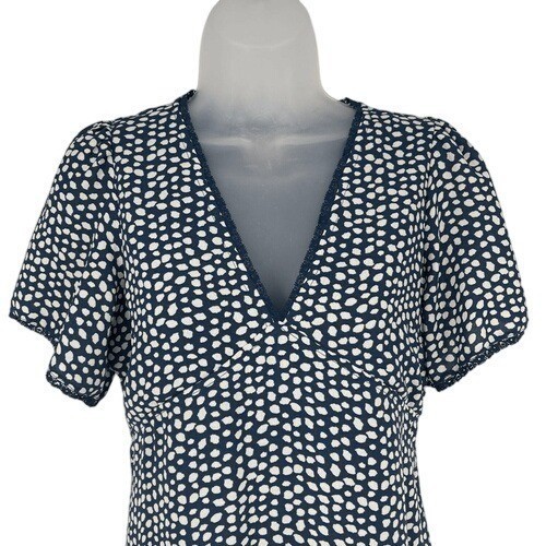 Urban Outfitters Navy Polka Dot Ruffle Hem Mini Dress S