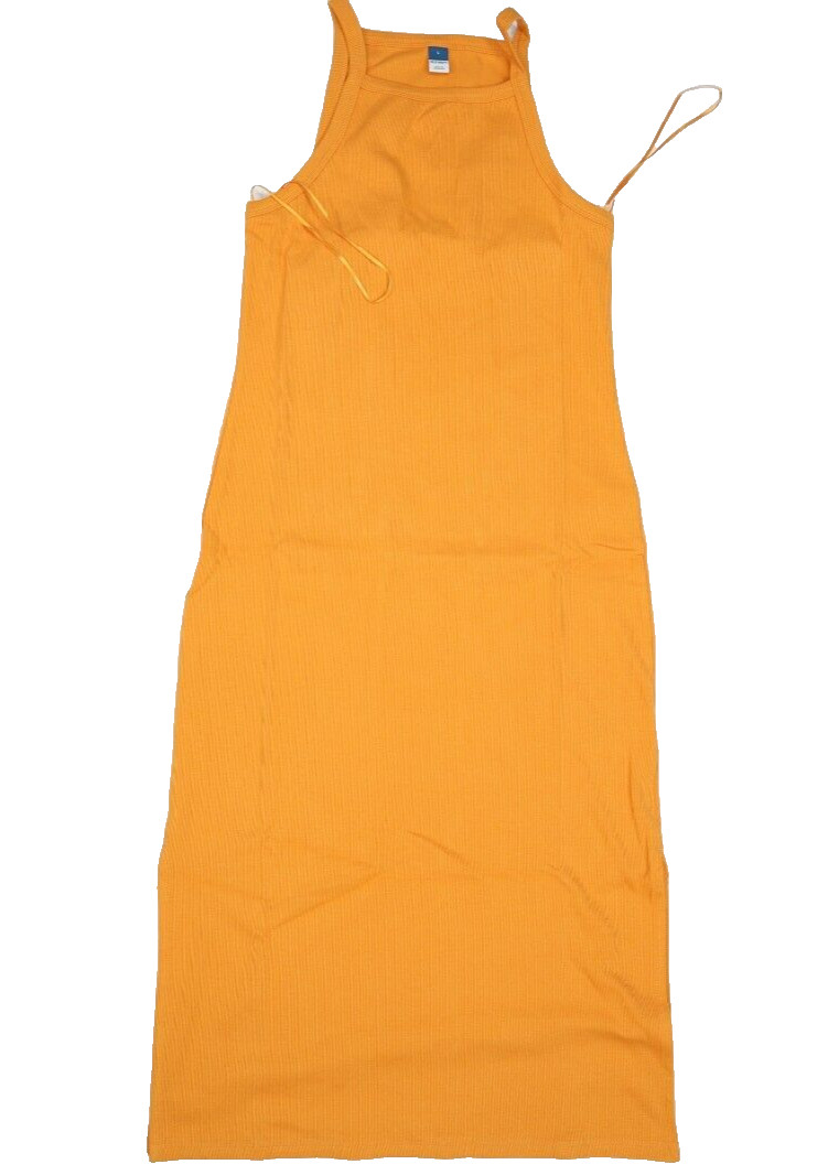 Old Navy Sleeveless Rib Knit Square Neck Midi Dress Wild Papaya Orange Womens L