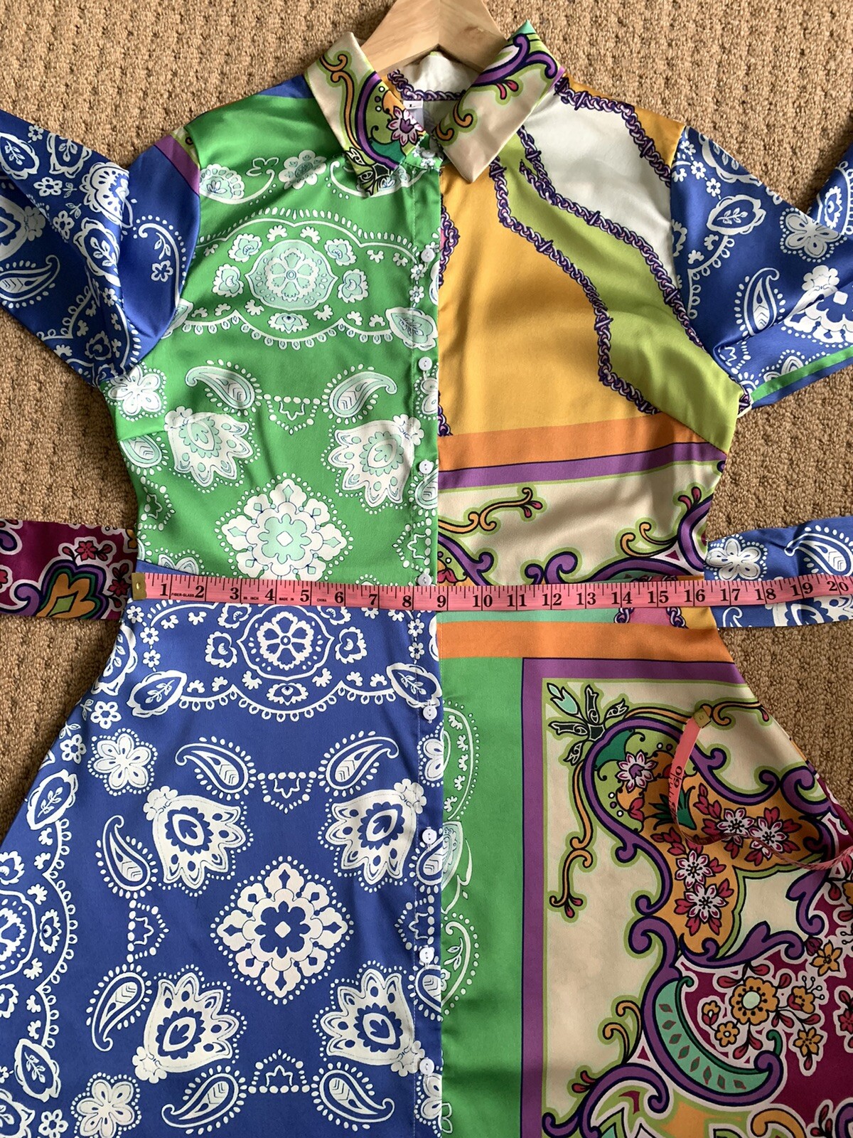 multicolour printed satin dress L