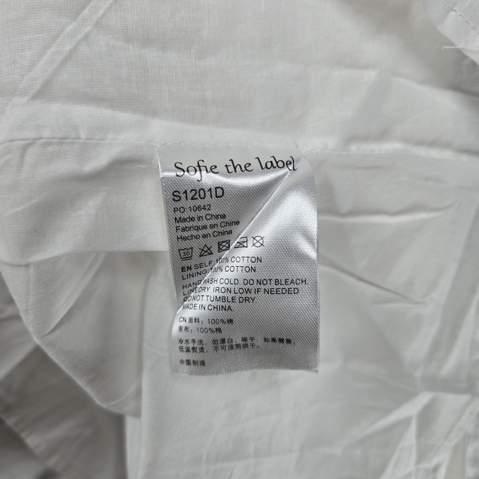 Sofie the Label Shimmer White Bow Dress Puff Sleeve Size Small In Ivory NWT