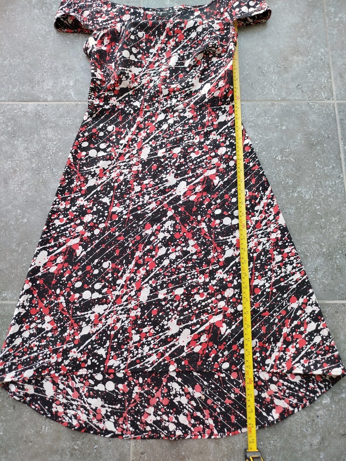 Agnes B Dress Sleeveless Zip Blots Asymmetric 100% Cotton France Size 36/S
