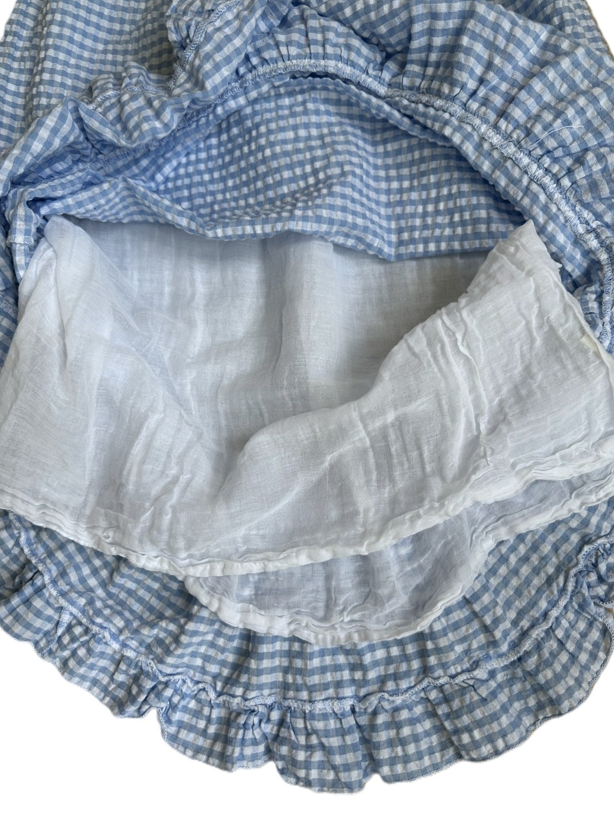 Cottagecore Blue Gingham Midi Sleeveless Straps Dress Size Medium Cotton