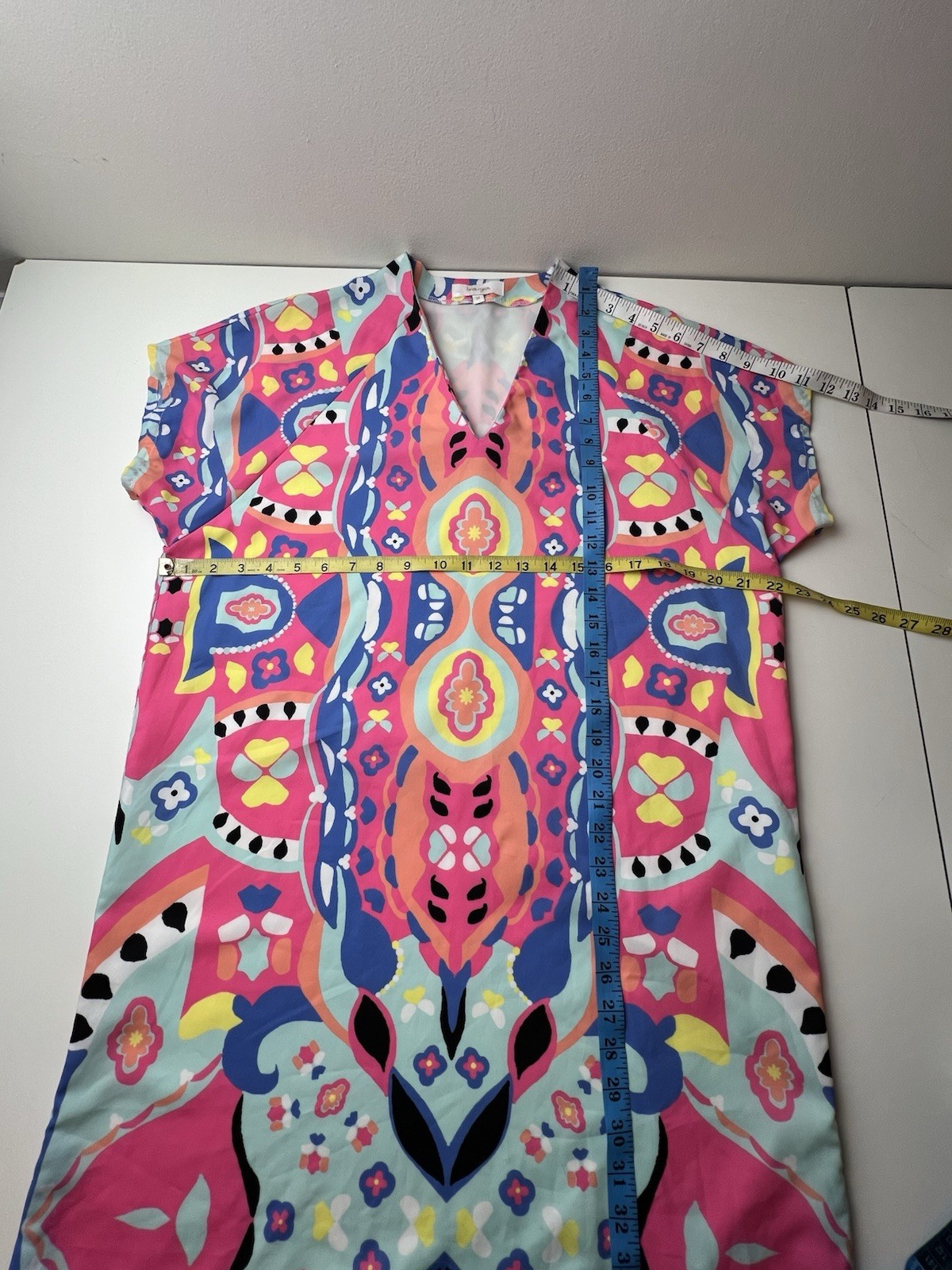Britt Ryan Bohemian Print Pockets Polyester Mini Shift Dress Size Med