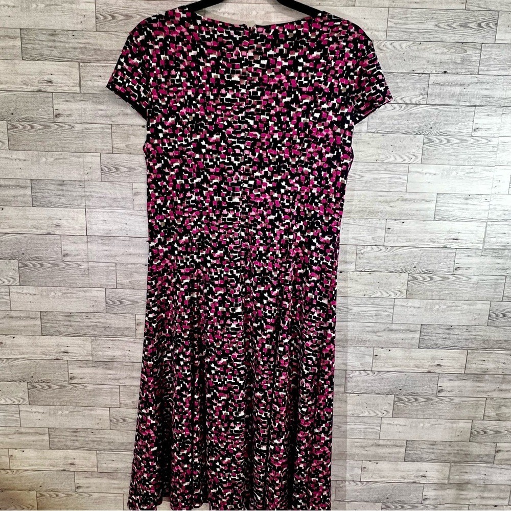 Laura Jeffries Pink,Black,White Multi-Blocks Dress -Size 12 Fit & Flare Stretch