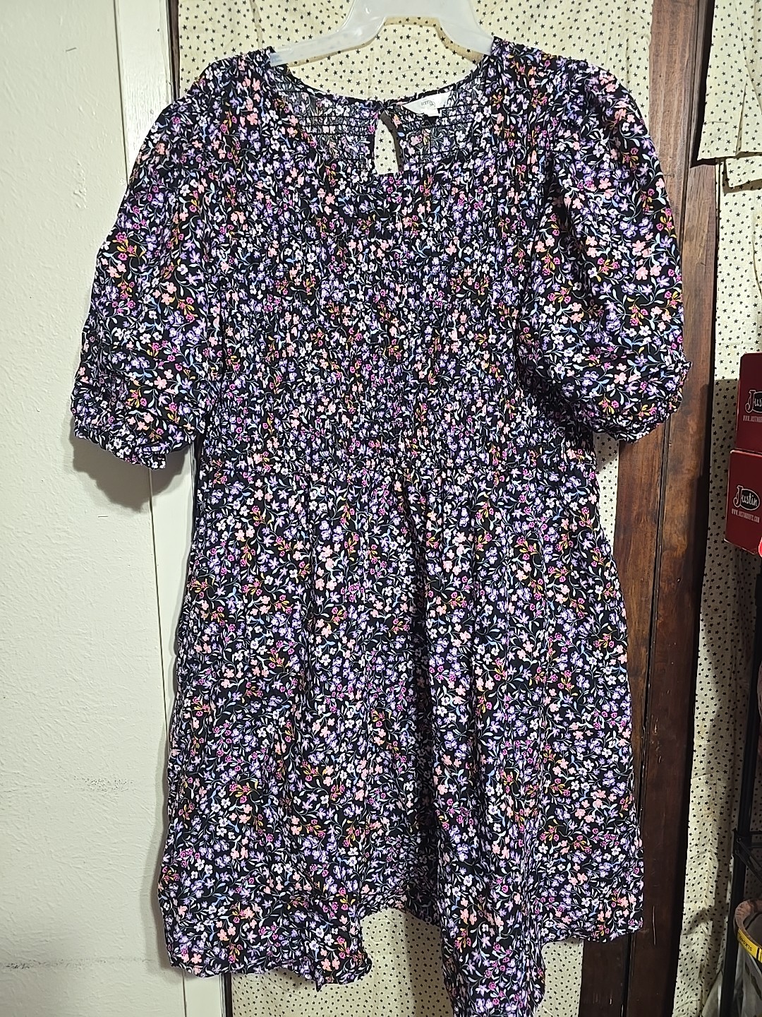 Terra & Sky Women’s Plus Size 2x (20W – 22W) Black Floral Dress, Pre-owned