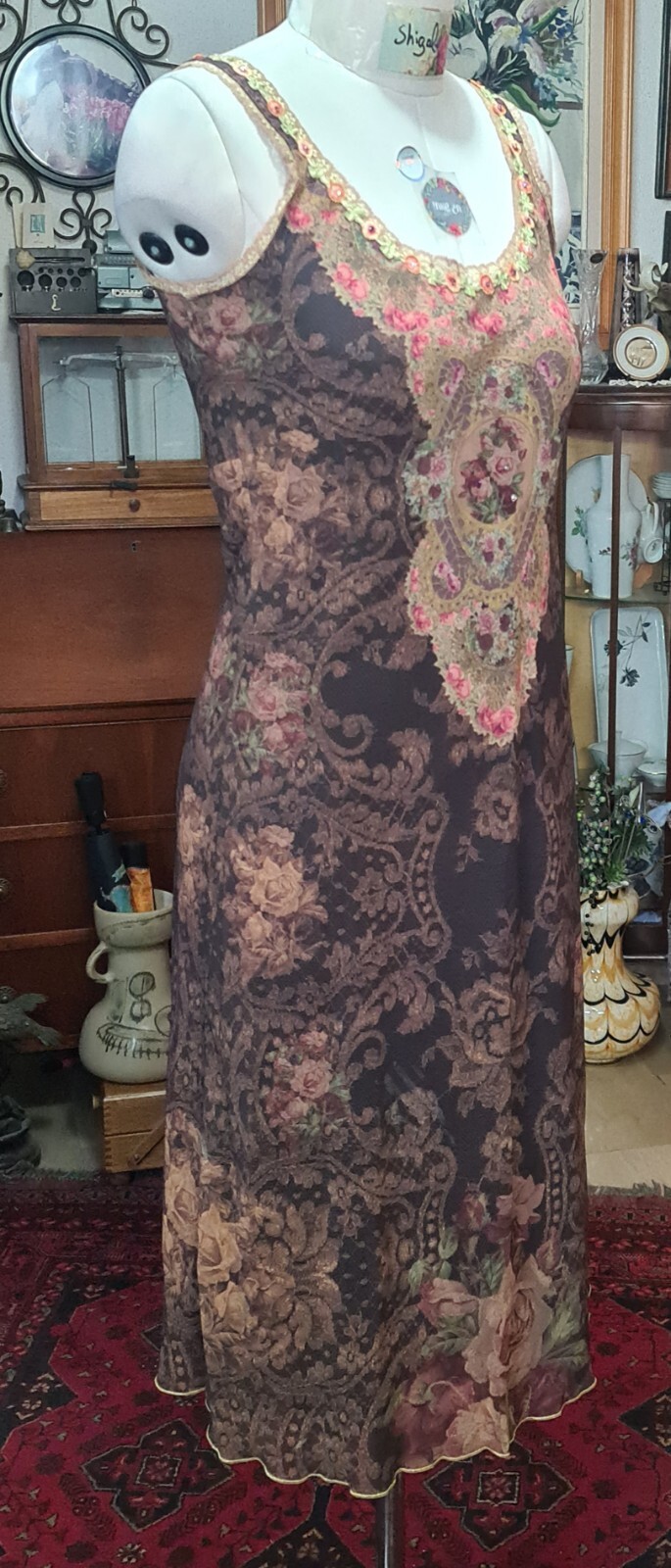 Michal Negrin Light Semi Sheer Chiffon Dress Camisol Style Sz. M ~ NWT