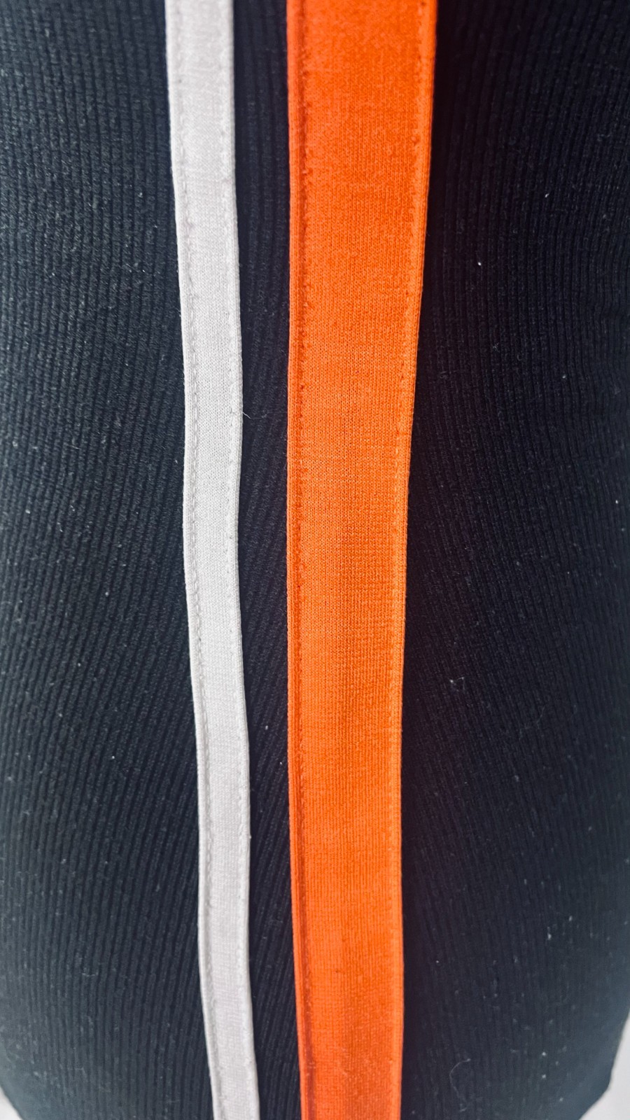 Divided H&M Black Bodycon Pencil Dress Size XS Side Stripes Orange White Ribbed