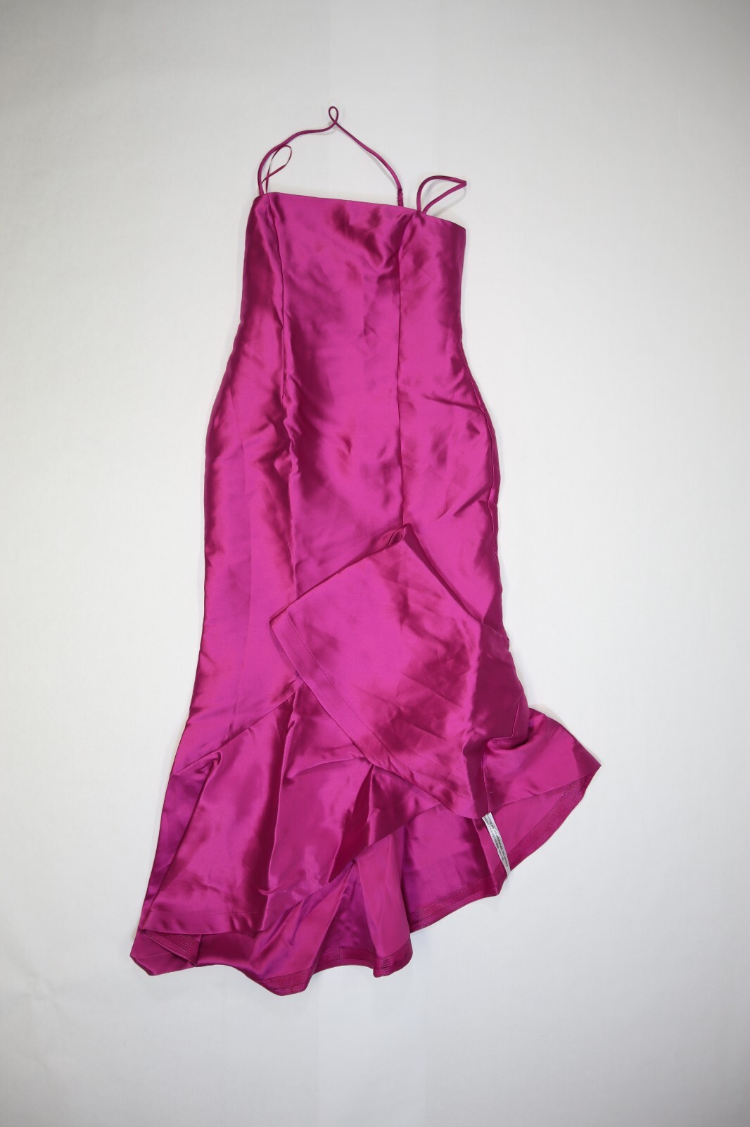 Nasty Gal Structured Twill Ruffle Strappy Midi Dress Formal Magenta Womens 6