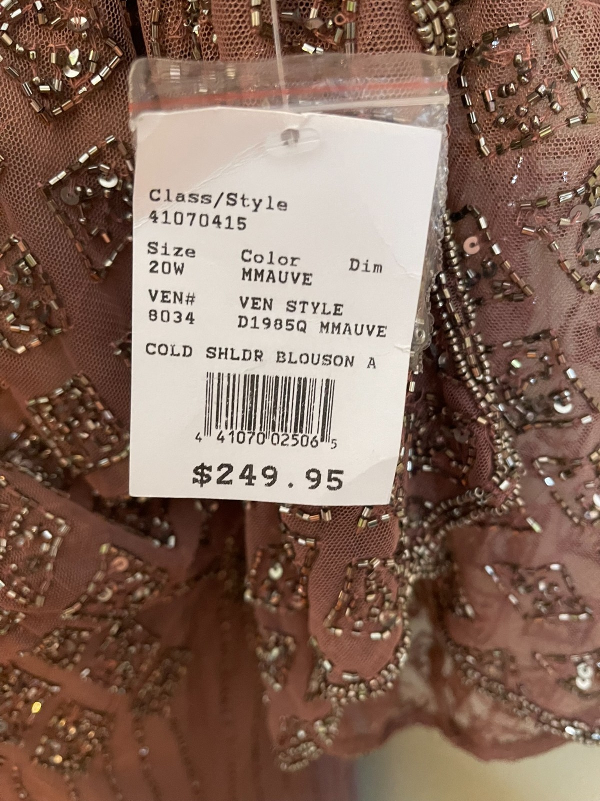 Pisarro Nights Mauve gown