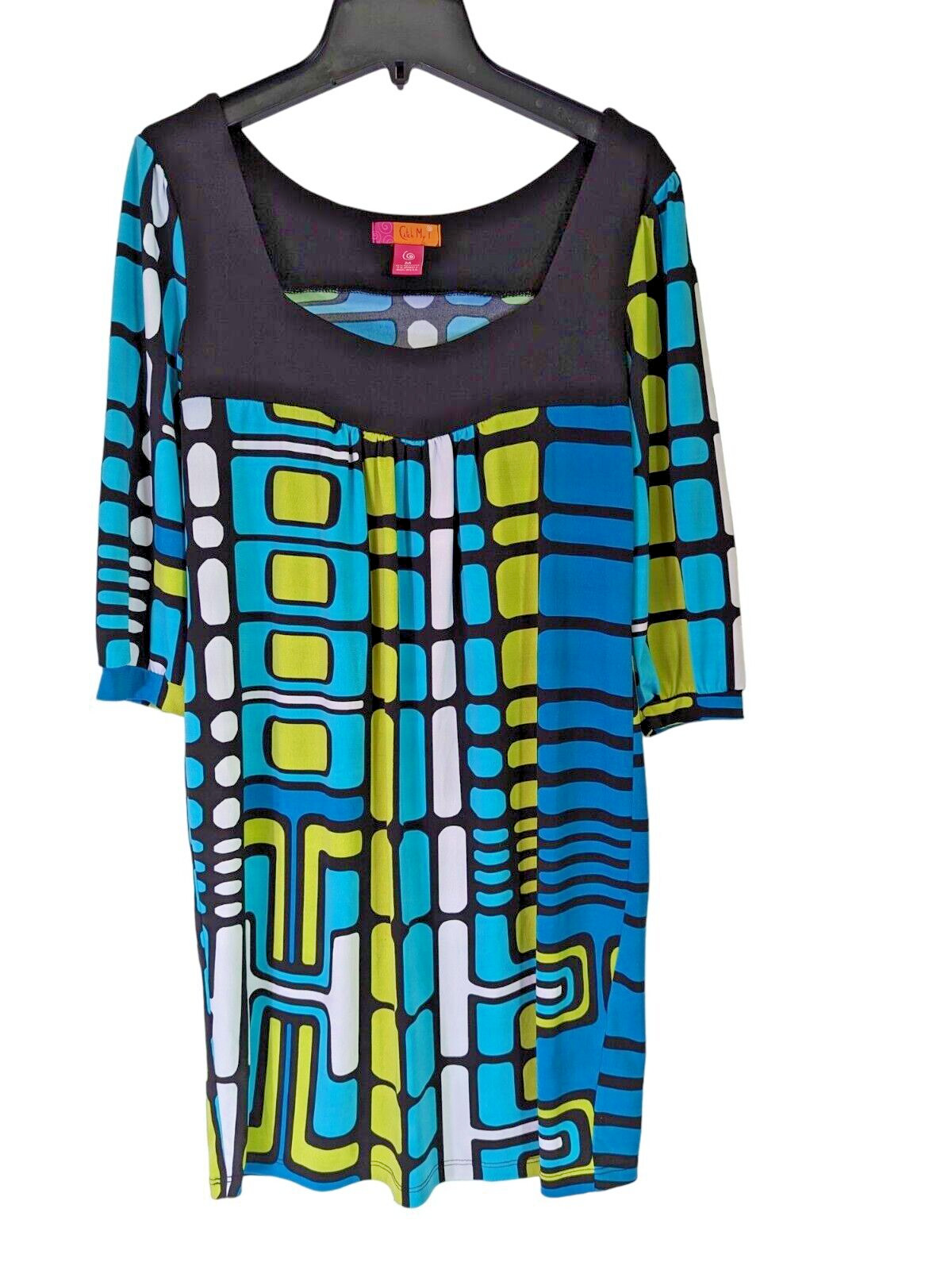Catch My I Dress Women size M Blue Mod Y2K Short Pullover Psychedelic Classic