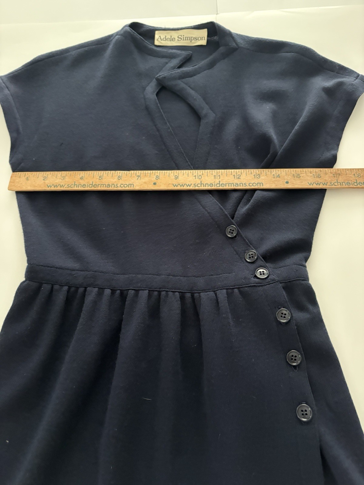 Vintage Adele Simpson Wrap Dress Size 6 Navy Blue Heritage Quiet Luxury Bergdorf