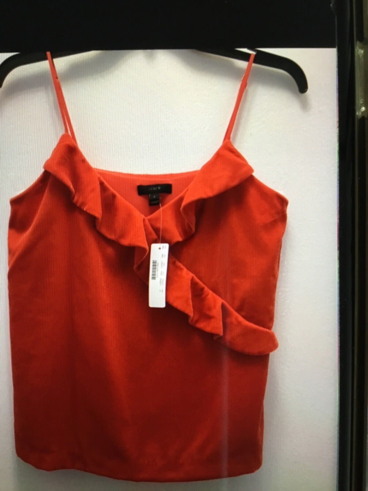 Womens Red Ruffle Velor Camisole Top 