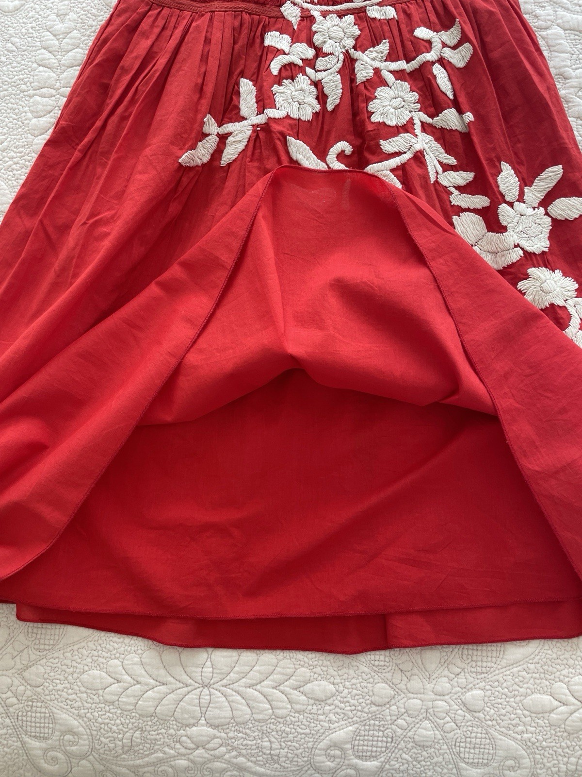 Husk Red Mexican Embroidered Boho Dress