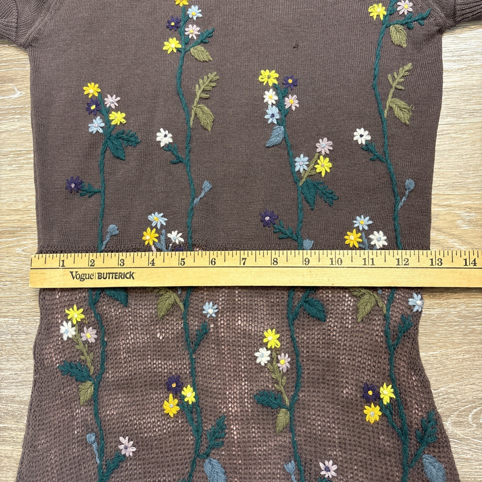 ***FLAWS*** Moschino Cheap & Chic Brown Wool Embroidered Floral Knit Dress XS