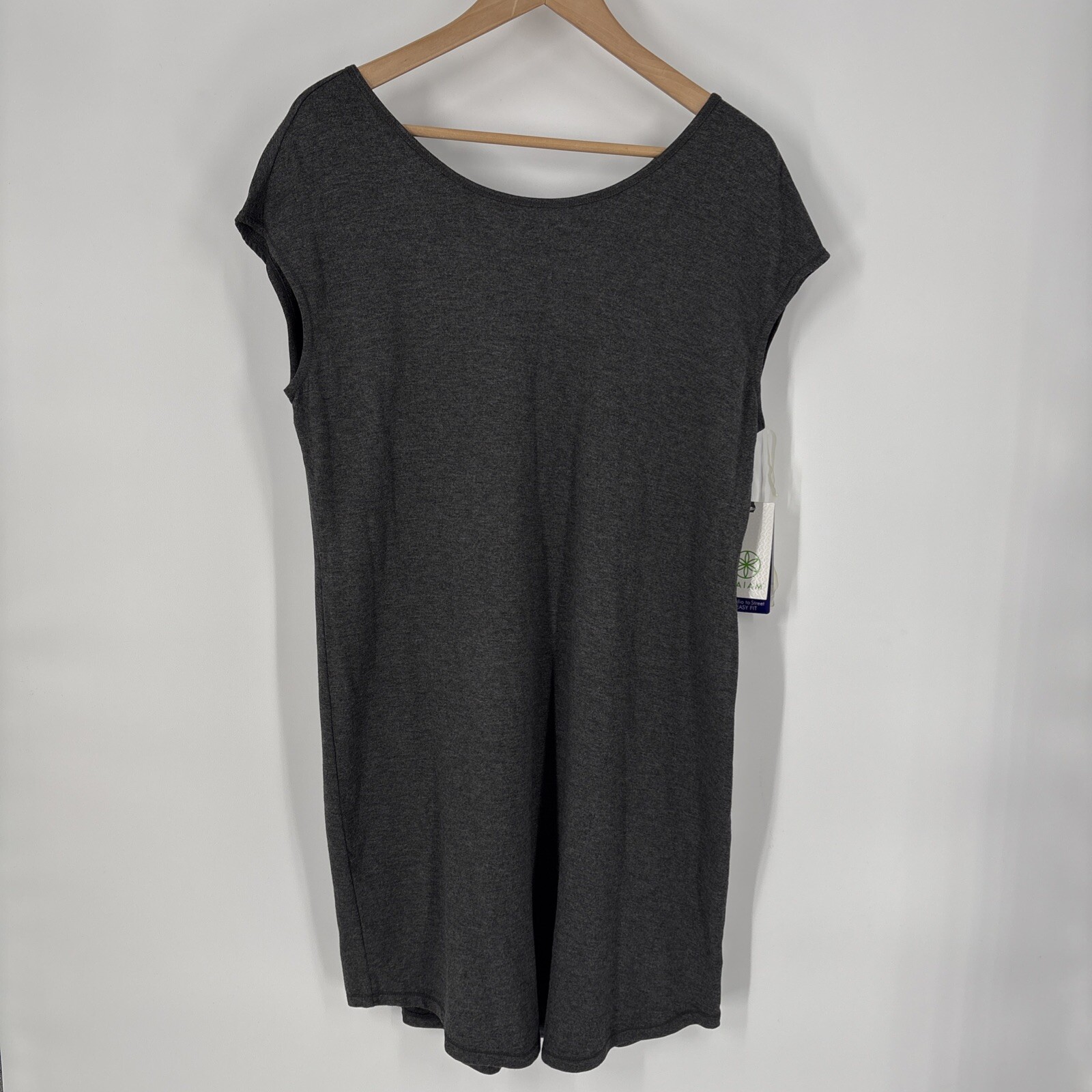Gaiam Women Mindful French Terry Dress Large Charcoal Heather Casual Athleisure