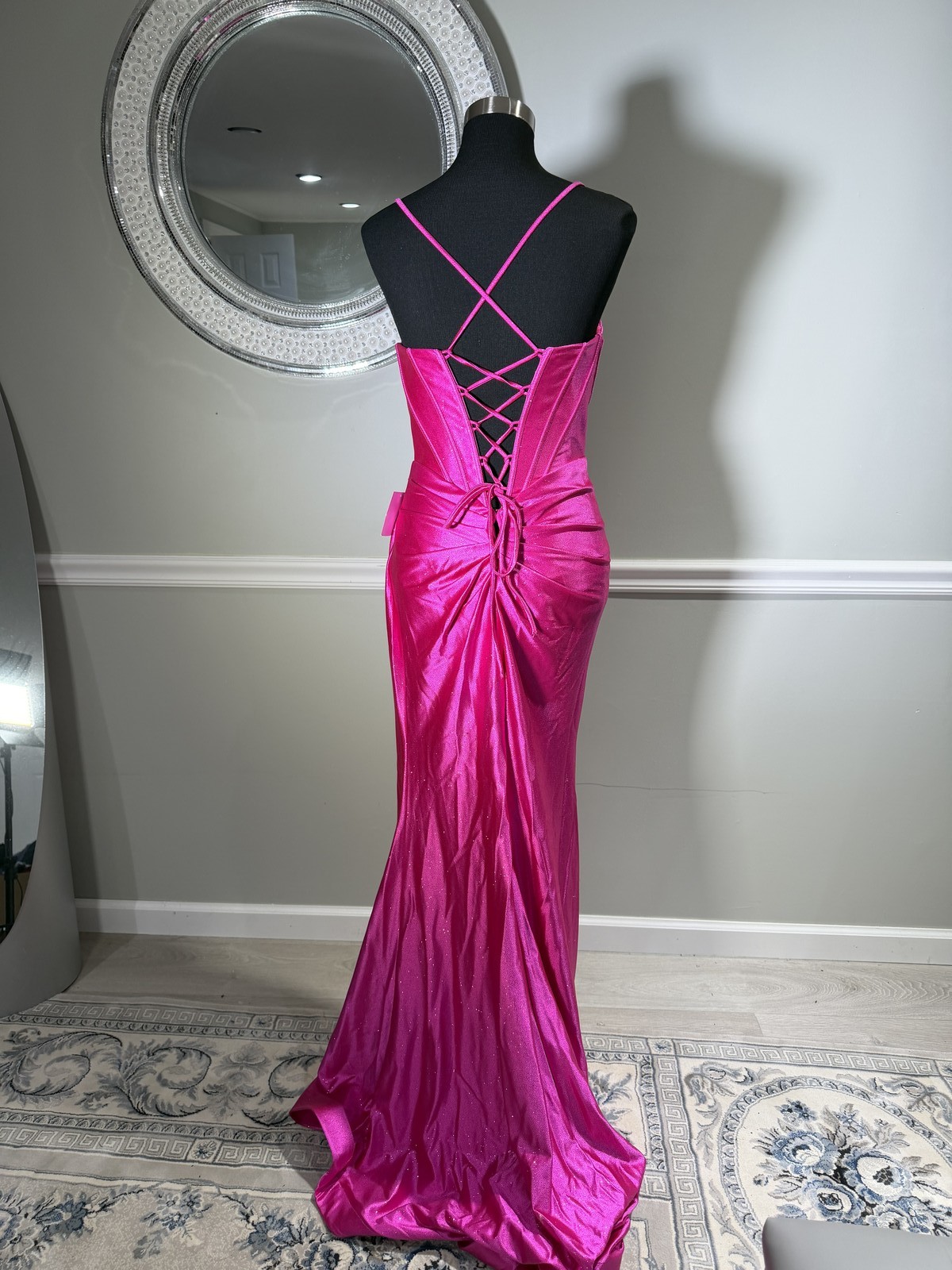 Cinderella Divine Fuchsia Pink Strapless Corset Prom Formal Gown Size 6