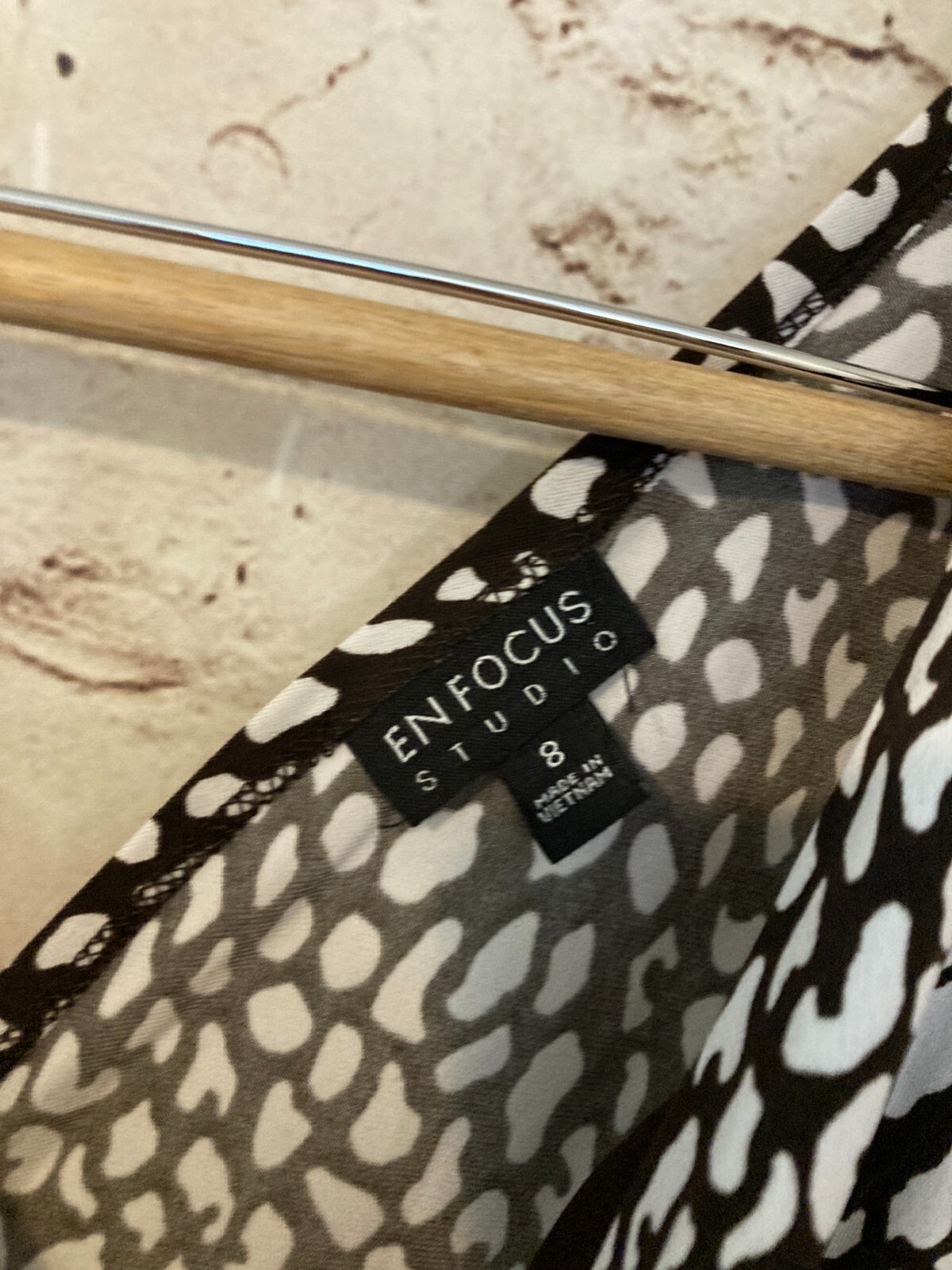 Enfocus Studio Dress Women 8 Chocolate Brown Animal Print Padded Stretch Cheetah