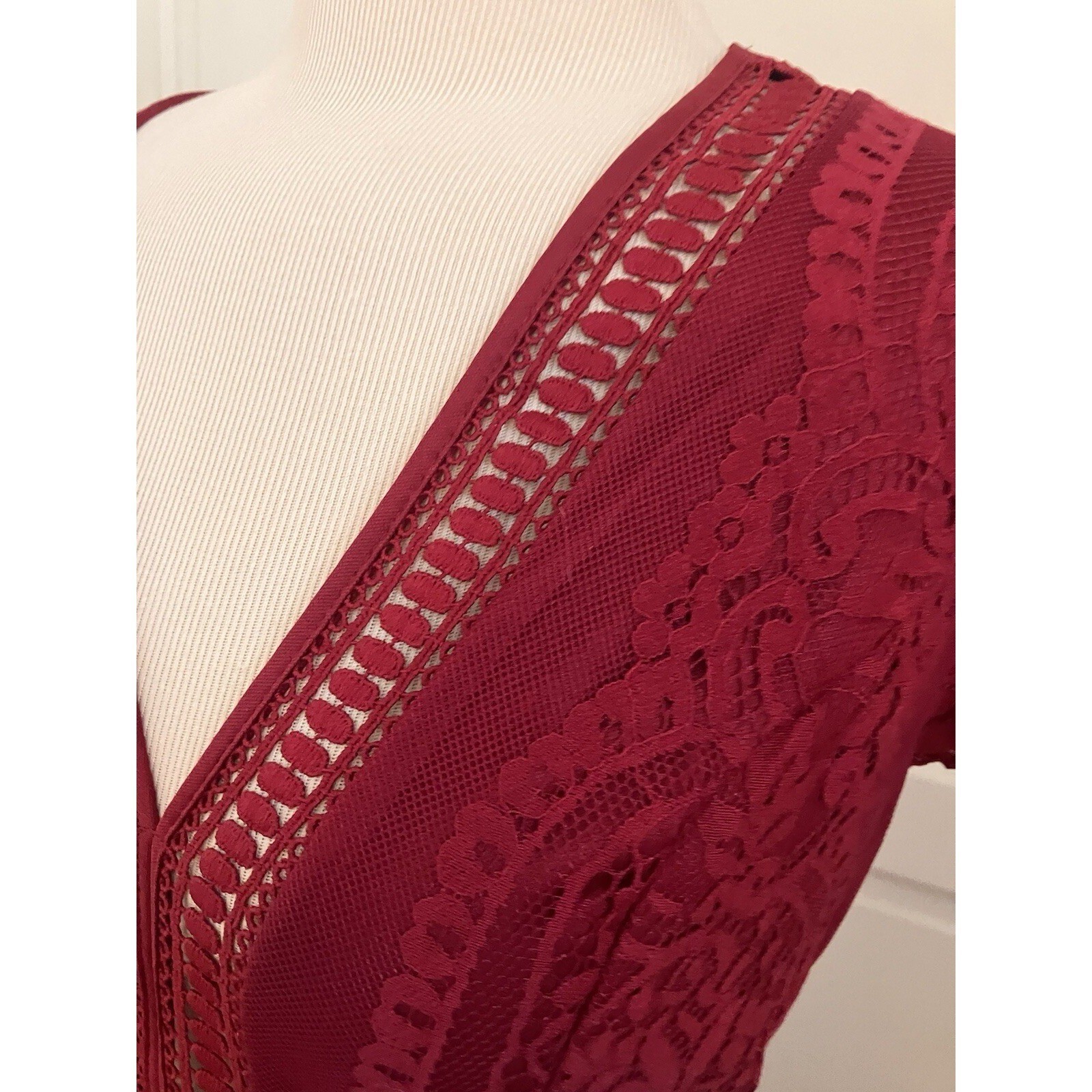 Cottagecore NWT Blencot Maxi Dress Red Maroon Lace Sz Small Babydoll
